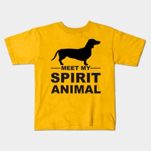 Meet my spirit animal - dachshund - black Kids T-Shirt